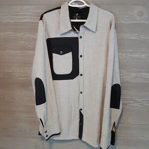 Coldsmoke Quilted Men's Button Up Shirt Gray Black Size XL